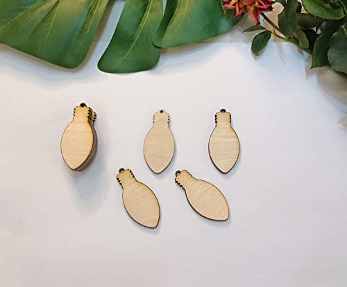 30pcs of Christmas Lights Dangle Earrings Sublimation Blank,Unfinished Wooden Light Bulb Wooden Slices Blank Christmas Wooden Hanging Decor (2'') Yuxuanish