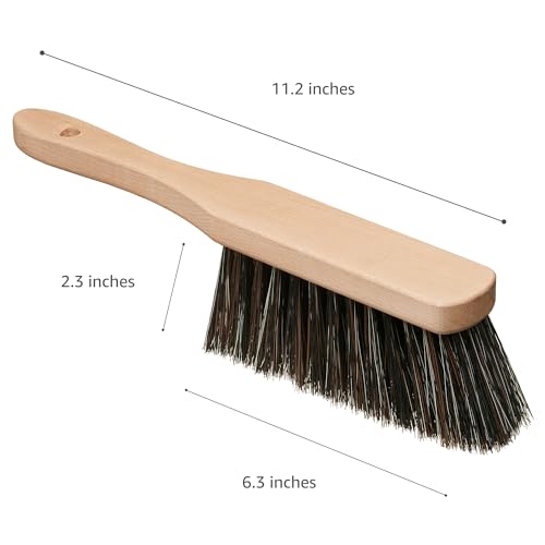 11.2" Hand Broom Soft Bristles Cleaning Brush, Dusting Brush with Wooden Handle, Handheld Car Broom, Small Counter Dust Brush, Bench Brush, Clothes Harrison Greys