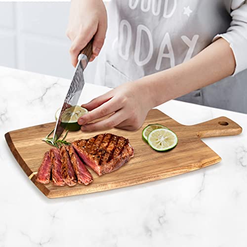 Best Acacia Wood Cutting Board with Handle Wooden Charcuterie Board Kitchen Chopping Boards for Bread Meat Cutting boards Fruit Cheese Serving Board Ayiaren