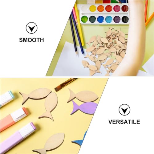 Garneck 50pcs Wooden Animals Wood Crafts Wood Trim Wooden Decor Wood Decor Wooden Crafts Unfinished Wooden Ornaments Unfinished Fish Cutouts Wooden Garneck