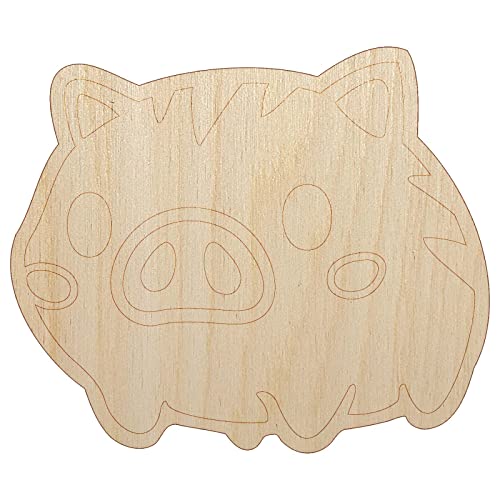 Fun Chibi Wild Boar Pig Swine Unfinished Wood Shape Piece Cutout for DIY Craft Projects - 1/8 Inch Thick - 6.25 Inch Size Sniggle Sloth