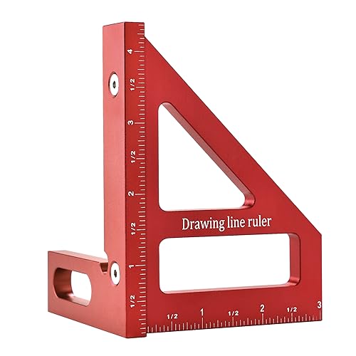 BOXmime Imperial 3D Multi-Angle Measuring Ruler,45/90 Degree Aluminum Alloy Woodworking Square Protractor, Miter Triangle Ruler High Precision Layout BOXmime