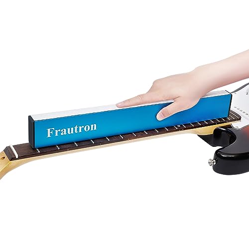 Frautron Guitar Luthier Tool Kit Includes 16" Fret Leveling Beam, Guitar Neck Notched Straight Edge Setup Tool, Fret Rocker, String Action Ruler Frautron