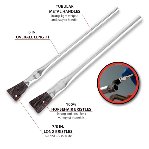 Performance Tool W1147 6" Acid Brush Set (2 Pieces) - Disposable, Horsehair Bristles, Sturdy Metal Handles Performance Tool