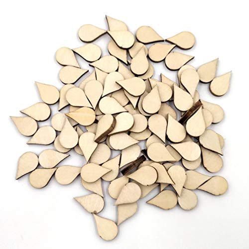 Artibetter 200PCS Drop Wooden Slices Unfinished Wood Pieces DIY Wood Embellishments Ornaments-15x10mm ARTIBETTER