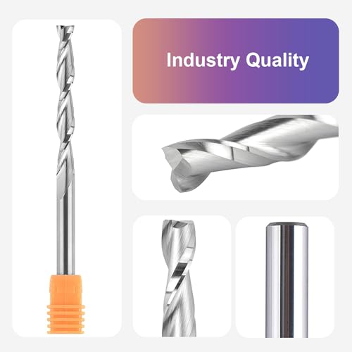 SpeTool Spiral Router Bits with UpCut 4 inch Extra Long1/4 inch Cutting Diameter 2 inch Cutting Length CNC Router Bit Carving Tool SpeTool