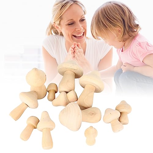 12pcs Unfinished Wooden Mushrooms - DIY Handcrafted Wooden Mushroom Painting Craft Kit for Home Decor Restokki