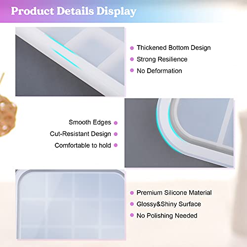 LET'S RESIN Resin Tray Mold,Rectangle Rolling Tray Molds for Resin,Sturdy Silicone Tray Molds with Edges,Large Rolling Tray Molds for Epoxy LET'S RESIN