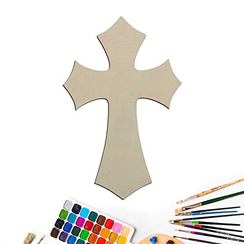 Creaides Wooden Cross DIY Crafts Cutouts Cross Shaped Unfinished Wood Slices Embellishments Ornaments for DIY Projects Halloween Christmas Party Creaides
