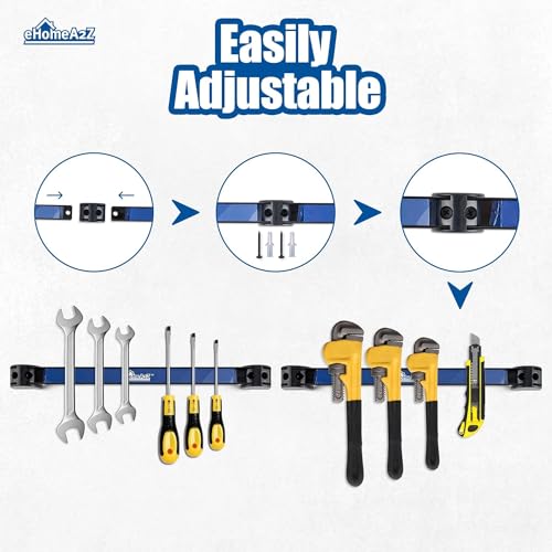 Magnetic Tool Holder, Heavy-Duty 18 Inch Rack, Magnetic Wrench Rack, Magnetic Strip For Walls, Garage Accessories, Shed and Shop Magnetic Organizer, EHOMEA2Z