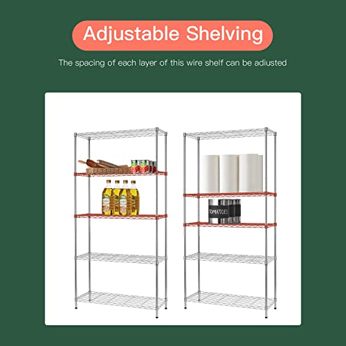 FDW 14" D×36" W×72" H Wire Shelving Unit Metal Shelf with 5 Tier Adjustable Layer Rack Commercial Strong Steel for Restaurant Garage Pantry FDW