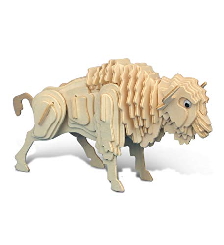 Puzzled 3D Puzzle Buffalo Wood Craft Construction Model Kit, Fun & Educational DIY Bison Wooden Animal Toy Assemble Model Unfinished Crafting Hobby Puzzled