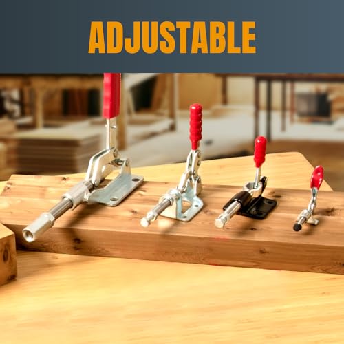 POWERTEC 4PK Toggle Clamp, 300lbs Holding Capacity, 302F Quick Release Push/Pull Clamp for Woodworking Jigs and Fixtures, Pocket Hole Jigs, Welding, POWERTEC