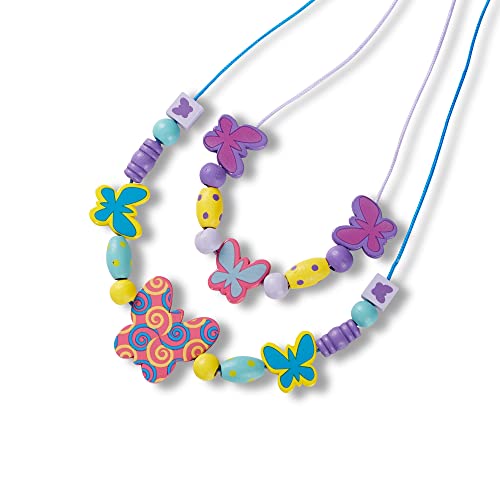 Melissa & Doug Butterfly Necklace Craft Bead Set | Wooden Beads for Friendship Bracelet/Jewellery Making Kit | Arts and Crafts for Kids Age 5 | for Melissa & Doug