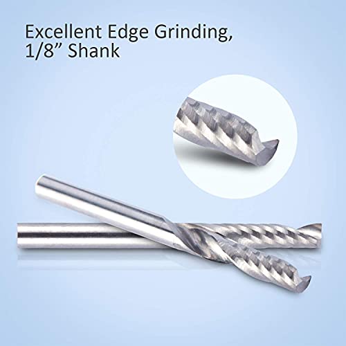 HQMaster 1/8 Shank CNC Router Bits Inch Shank 3.175mm End Mill Single Flute Spiral Router Bit Milling Cutter Upcut Cutting Engraving Single Edged HQMaster