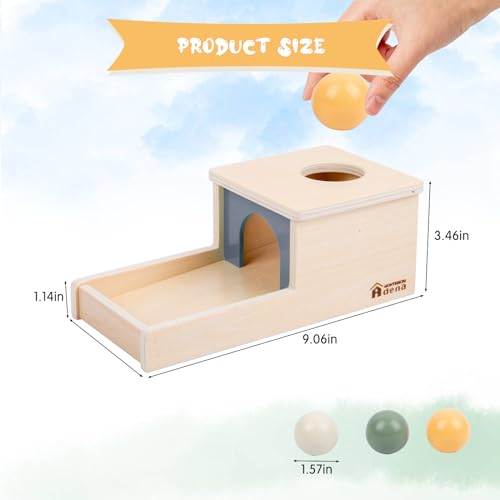 Adena Montessori Object Permanence Box with Tray Three Wooden Balls Montessori Toys for 6-12 Months Baby Adena Montessori