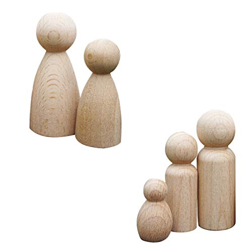 TOYANDONA 5pcs Hand-Painted Puppet Toys Unfinished Wooden Figures Wooden Peg Doll People Little Wooden Pegs Kids Dolls Kidcraft Playset Unfinished TOYANDONA
