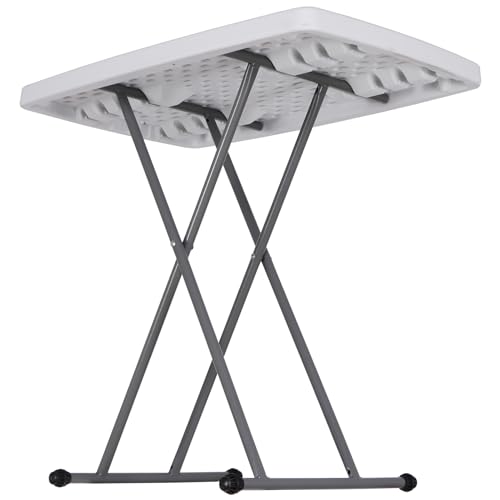 SUPER DEAL 2.5 Foot Plastic Folding Table, Indoor Outdoor Portable Heavy Duty Adjustable Height Kitchen or Camping Barbecues Picnic Party Table, SUPER DEAL