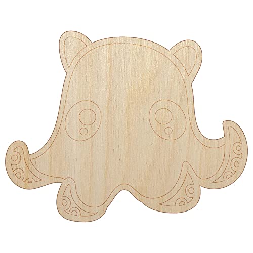 Kawaii Flapjack Octopus Unfinished Wood Shape Piece Cutout for DIY Craft Projects - 1/4 Inch Thick - 4.70 Inch Size Sniggle Sloth