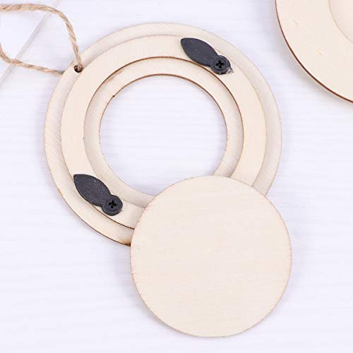 SUPVOX Wedding Decor 10pcs Mini Round Photo Frame Unfinished Wooden Picture Frame with Hanging Rope for DIY Crafts Home Bedroom Living Room Wedding SUPVOX