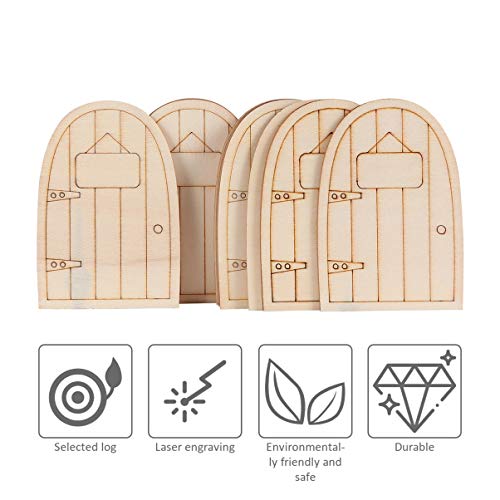 Happyyami 20pcs Fairy House Door Unfinished Wood Slices Garden Fairy Door miniture House Furniture Miniature elf Door Fairy Ornament DIY Craft Happyyami