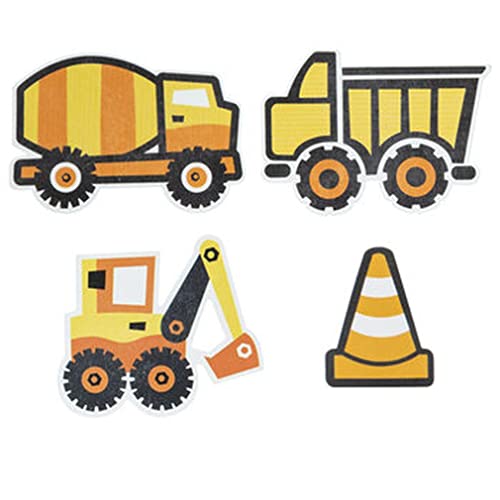 Woodpile Fun! Construction Painted Wood Cutout Shapes - Dump Truck, Tractor, Cone, Cement Mixer - for Craft, Decor, Scrapbooking, and More Woodpile Fun!