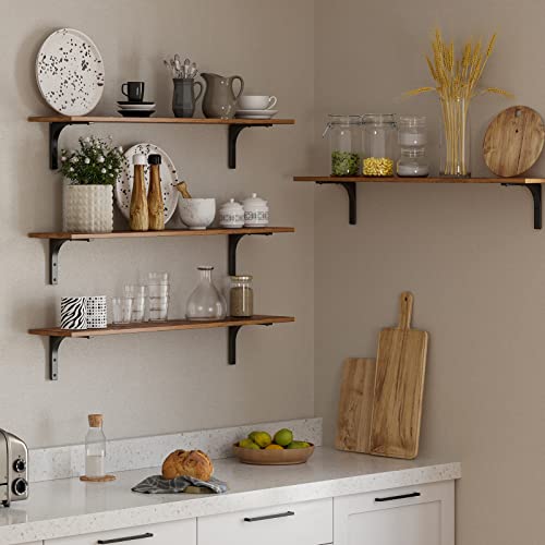 DINZI LVJ Long Wall Shelves, 39.4Inch Wall Mounted Shelves Set of 2, Extra Large Wall Storage Ledges with Sturdy Metal Brackets for Living Room, DINZI LVJ