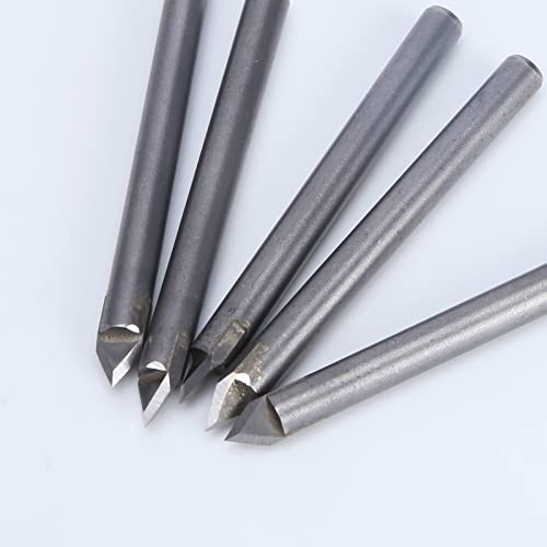 HUHAO 5PCS 60 Degree Router Bits CNC Engraving Router Bit 3D Pyramid Stone Engraving Bits Carving V Bit with 1/4 Shank Router Bit for Stone HUHAO