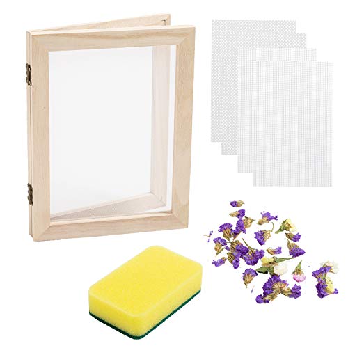 Eage Paper Making Screen Frame, A5 Size 7.5 x 9.8 Inch Wooden Papermaking Mould Kit for DIY Paper Craft and Dried Flower Handcraft Eage