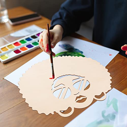 Abaodam Crafts Woman Cutout Unfinished Wood Shaped African Woman Women Face with Lashes Silhouette Head Wood Decoration Pendant Wood Door Hanger Abaodam