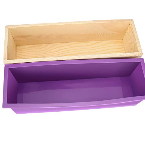 ZOENHOU 3PCS 42oz Soap Molds, Flexible Rectangular Silicone Soap Making Molds Kit with Wood Box DIY Tool Set for Soap Making Supplies ZOENHOU