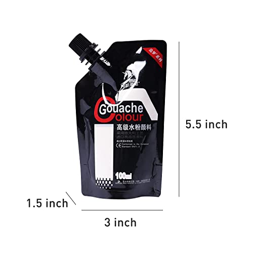 Gouache Paint, White Color 100 ml Non-Toxic Gouache for Canvas and Paper, Gouache Opaque Watercolor Painting Perfect Art Supplies for Artists, Henyiewl