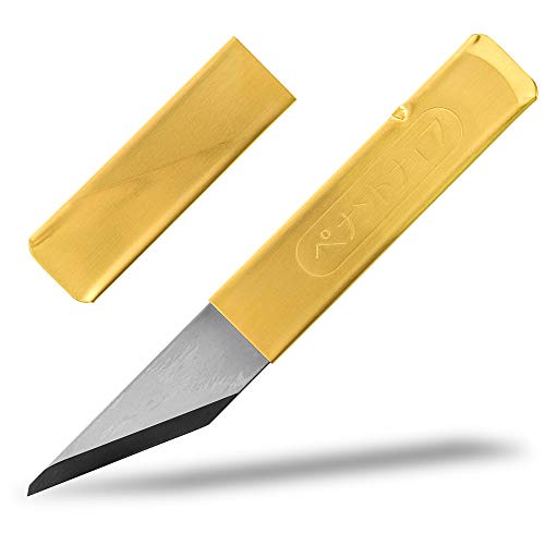 Kiridashi Craft Pocket Knife Japanese Blade Brass Handle with Sheath for Left-handed Product of Gifu Japan