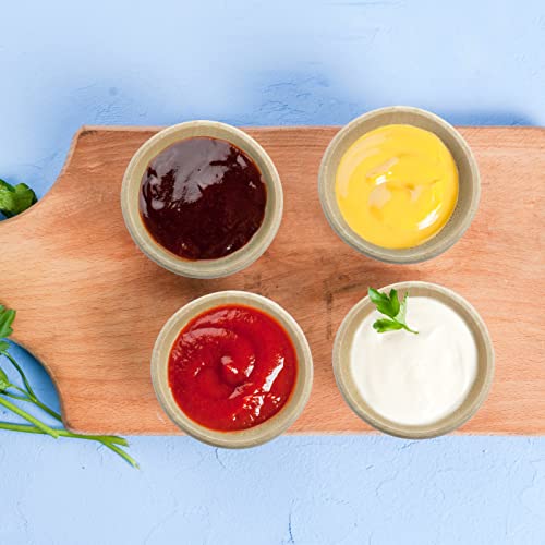 ZENFUN 20 Pack Wooden Pinch Bowls, Mini Unfinished Bowls Set for Dipping Sauce, Condiment Bowls, Condiment Cups, Nuts, Candy, Fruits, Appetizer, and ZENFUN