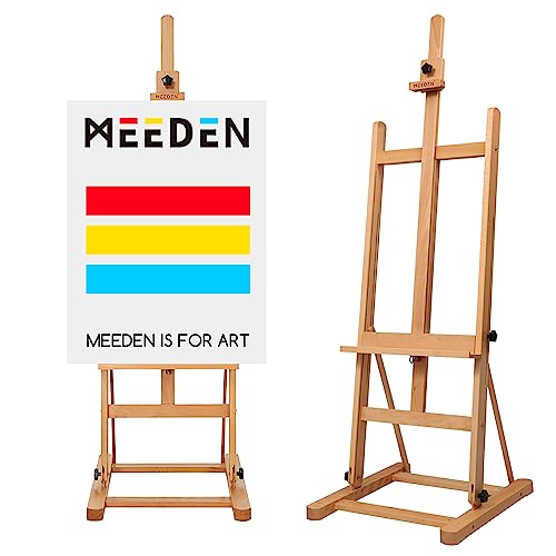 MEEDEN Art Painting Easel - Solid Beechwood H-Frame Studio Easel Stand, Artist Adjustable Floor Easel for Painting Adults, Beginner & Artists, MEEDEN