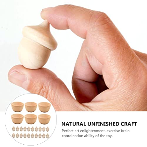 KESYOO 1 Set 26 Pcs Wooden Toys Unfinished Wood Toys for Crafts Kid Art Painting Ornament DIY Wood Bowl Ornaments Kids Toy Toys for Kids Natural Kids KESYOO