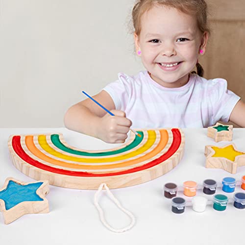 Kisangel 1 Set Doodle Playset Home Accessories Unfinished Wood Shape Unfinished Star Toys Unfinished Wooden Home Decorations Star Shape Toys Wooden Kisangel