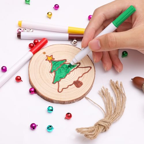 Max Fun Natural Wood Slices 30PCS 2.8-3.5'' Crafts DIY Wooden Christmas Ornaments Unfinished Predrilled Round Wood Circles for Arts and Crafts Max Fun