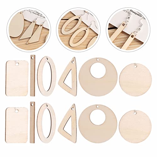 EXCEART 180 Pcs DIY Earrings Unfinished Wooden Earrings Lip Gloss Kits Blank Wood Charms DIY Wooden Earrings Charms Natural Wood Pendants Jewelry EXCEART