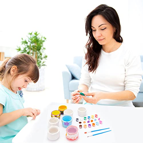WEBEEDY 4 Sets Ceramic Paint Kit Ceramic Succulent Planters Pots to Paint Figurines Paint Craft Kit Paintable Ceramics Pottery Painting Kit for Kids WEBEEDY