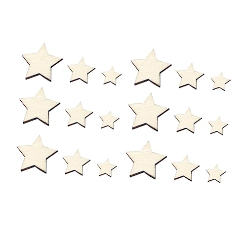 TEHAUX 300pcs Embellishments Star Wood Decor Unfinished Woods Slices Craft Decked Star Wood Ornaments Natural Unfinished Wood Slices Hanging TEHAUX