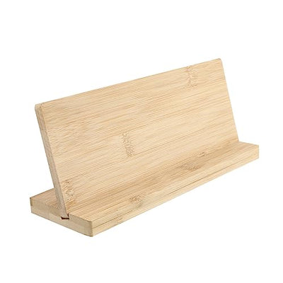 SEWACC 1 Set Blank Bamboo Board Sign Display Stand Shop Label Clamp Brochure Holders for Display Wooden Sign Stand Wood Sign Holder Stand Note Tag