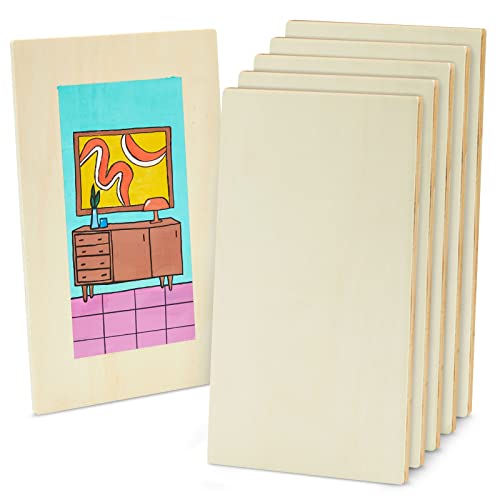 Juvale 6 Pack Rectangle Wooden Boards for Wood Burning, Unfinished Wood Planks, Rectangle Wood Pieces for Crafts, Panels for Painting, Art, DIY Juvale