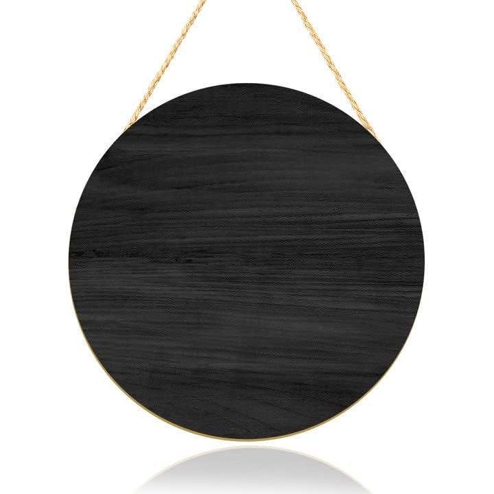 Black Blank Unfinished Wooden Circle Sign Round Hanging Decorative Wood Plaque Wooden Sign with Ropes for DIY Crafts, Door Hanger, Sign, Wood Buring, clothmile