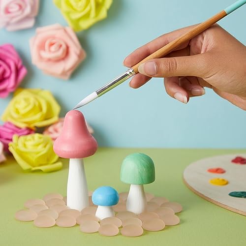 Mini Wooden Mushrooms to Paint, Unfinished Wood Figurines for Craft Ornament (7 Sizes, 14 Pack) Bright Creations