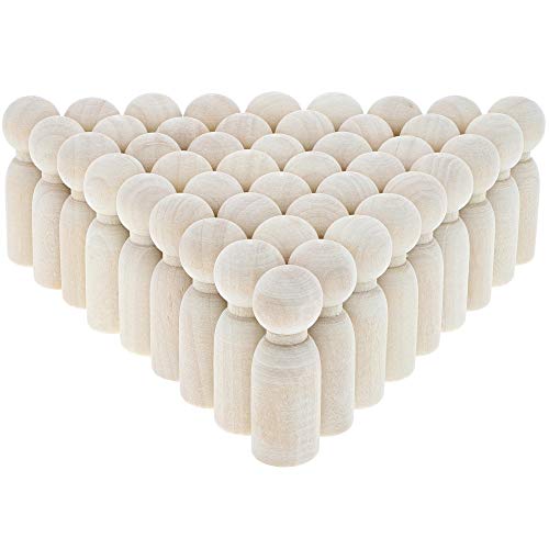 Wood Peg Dolls, Peg Doll Kit (1.77 in, 50-Pack) Bright Creations
