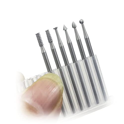 Luo ke 6 Pcs 3/32 Inch Shank Tungsten Steel Engraving Router Bits, Olive Amber Carving Drill Bits for Rotary Tool (2.3mm Carving bits) Luo ke