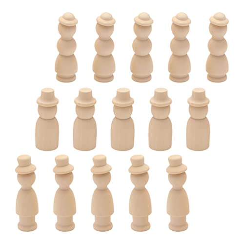 LIFKOME Children Toys 30Pcs Unfinished Wooden Peg Dolls, Wooden Figures to Paint Unfinished Wood Peg Dolls with Hats Wooden Figures Peg Dolls for DIY LIFKOME