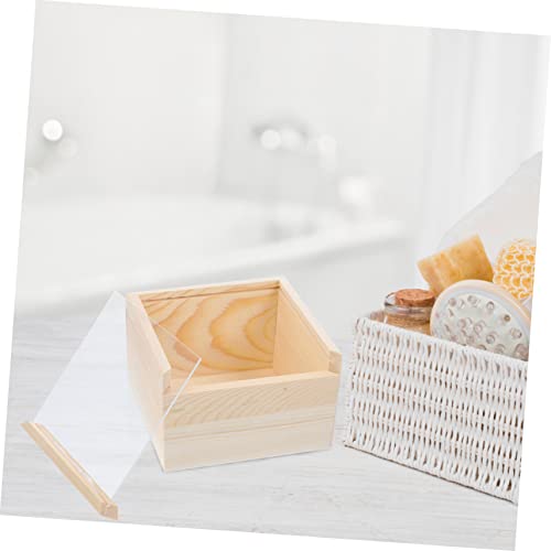 TEHAUX Box Storage Wooden Box Wood Crates Unfinished Kids Piggy Bank Wooden Case with Lid Shadow Display Case Kids Cookbook Wooden Jewelry Storage TEHAUX