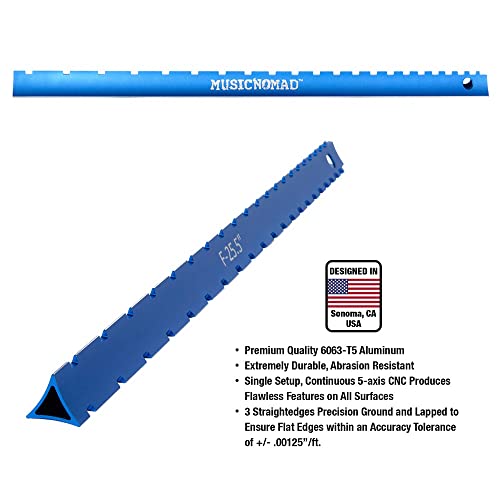 MusicNomad Tri-Beam 3 'n 1 Dual Notched Straightedge Luthiers Tool for Guitar Necks including Fender, Gibson, PRS (MN821) MusicNomad